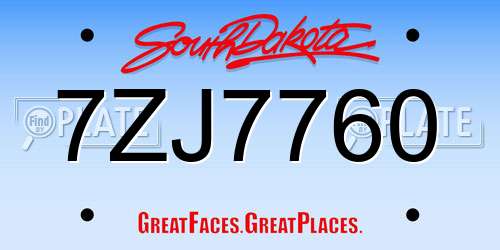 7ZJ7760 South Dakota License Plate