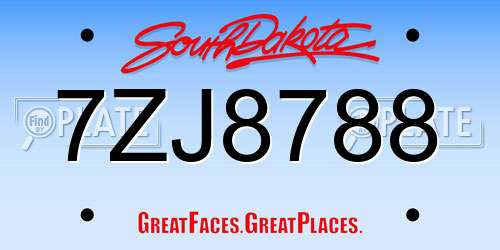7ZJ8788 South Dakota License Plate
