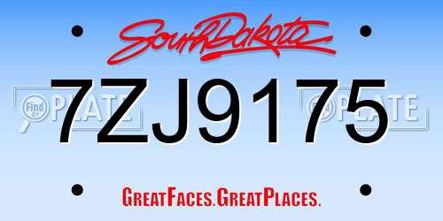 7ZJ9175 South Dakota License Plate