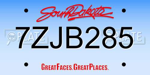7ZJB285 South Dakota License Plate