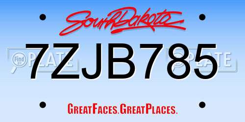 7ZJB785 South Dakota License Plate