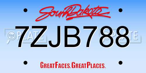 7ZJB788 South Dakota License Plate