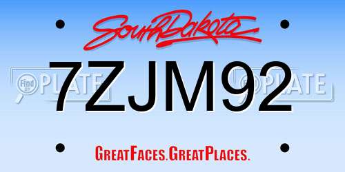 7ZJM92 South Dakota License Plate