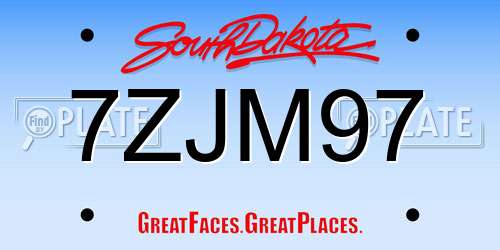 7ZJM97 South Dakota License Plate