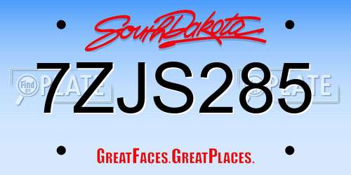 7ZJS285 South Dakota License Plate