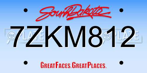 7ZKM812 South Dakota License Plate