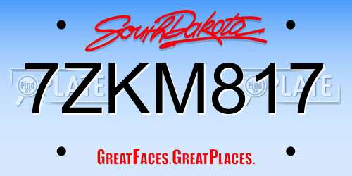 7ZKM817 South Dakota License Plate
