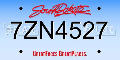 7ZN4527 South Dakota License Plate