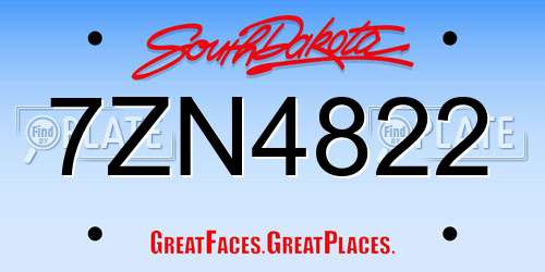 7ZN4822 South Dakota License Plate
