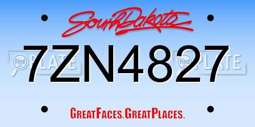 7ZN4827 South Dakota License Plate