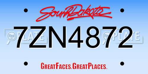 7ZN4872 South Dakota License Plate