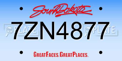 7ZN4877 South Dakota License Plate