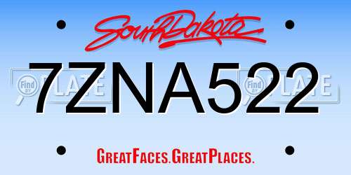 7ZNA522 South Dakota License Plate