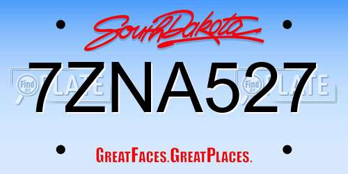 7ZNA527 South Dakota License Plate
