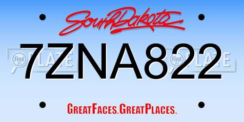 7ZNA822 South Dakota License Plate