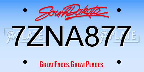 7ZNA877 South Dakota License Plate