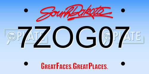7ZOG07 South Dakota License Plate