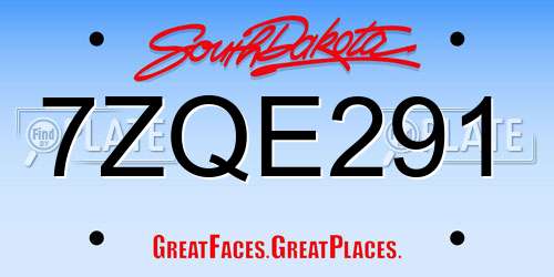 7ZQE291 South Dakota License Plate