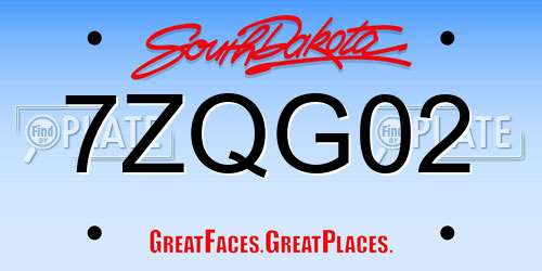 7ZQG02 South Dakota License Plate