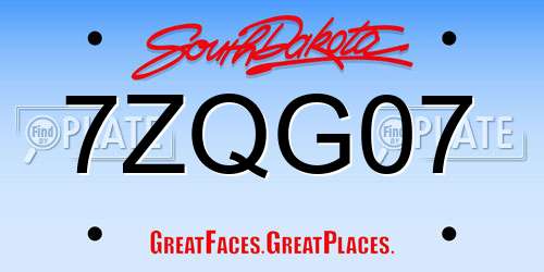 7ZQG07 South Dakota License Plate