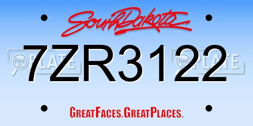 7ZR3122 South Dakota License Plate