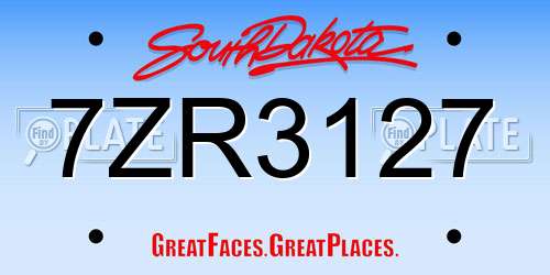 7ZR3127 South Dakota License Plate
