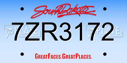 7ZR3172 South Dakota License Plate