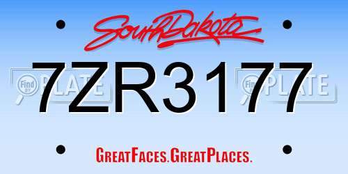 7ZR3177 South Dakota License Plate