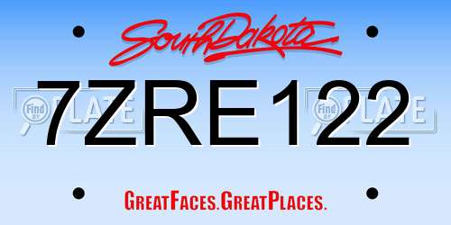 7ZRE122 South Dakota License Plate