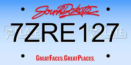 7ZRE127 South Dakota License Plate
