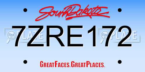 7ZRE172 South Dakota License Plate