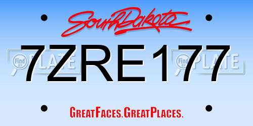 7ZRE177 South Dakota License Plate