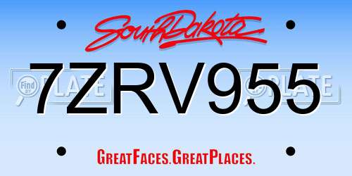 7ZRV955 South Dakota License Plate