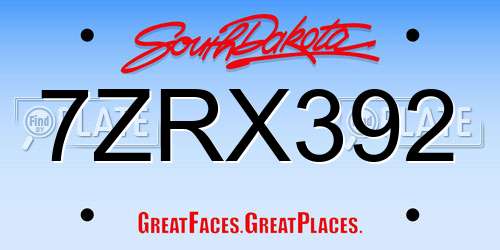 7ZRX392 South Dakota License Plate