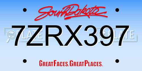 7ZRX397 South Dakota License Plate