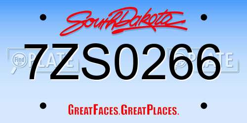 7ZS0266 South Dakota License Plate