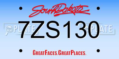 7ZS130 South Dakota License Plate