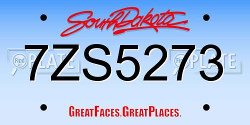7ZS5273 South Dakota License Plate