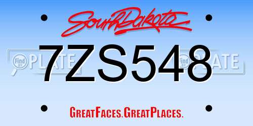 7ZS548 South Dakota License Plate