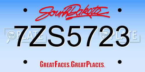 7ZS5723 South Dakota License Plate