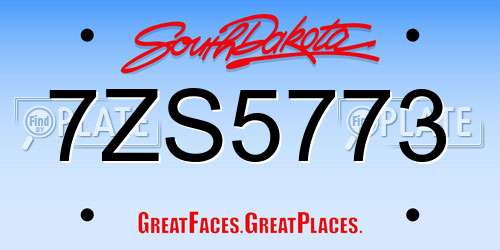 7ZS5773 South Dakota License Plate