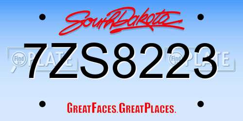 7ZS8223 South Dakota License Plate