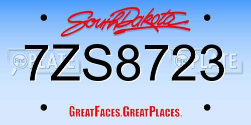 7ZS8723 South Dakota License Plate