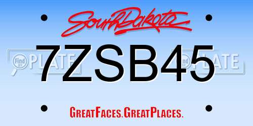 7ZSB45 South Dakota License Plate