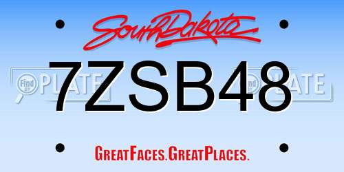 7ZSB48 South Dakota License Plate