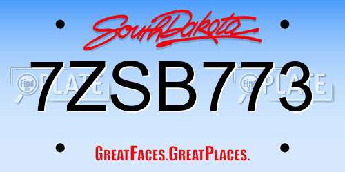 7ZSB773 South Dakota License Plate