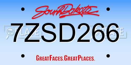 7ZSD266 South Dakota License Plate