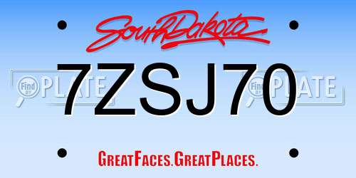 7ZSJ70 South Dakota License Plate