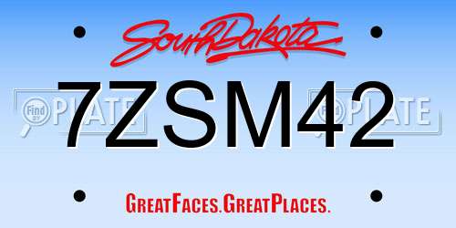 7ZSM42 South Dakota License Plate
