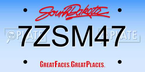 7ZSM47 South Dakota License Plate